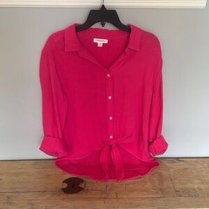 beachlunchlounge Hot Pink Button-Down Shirt